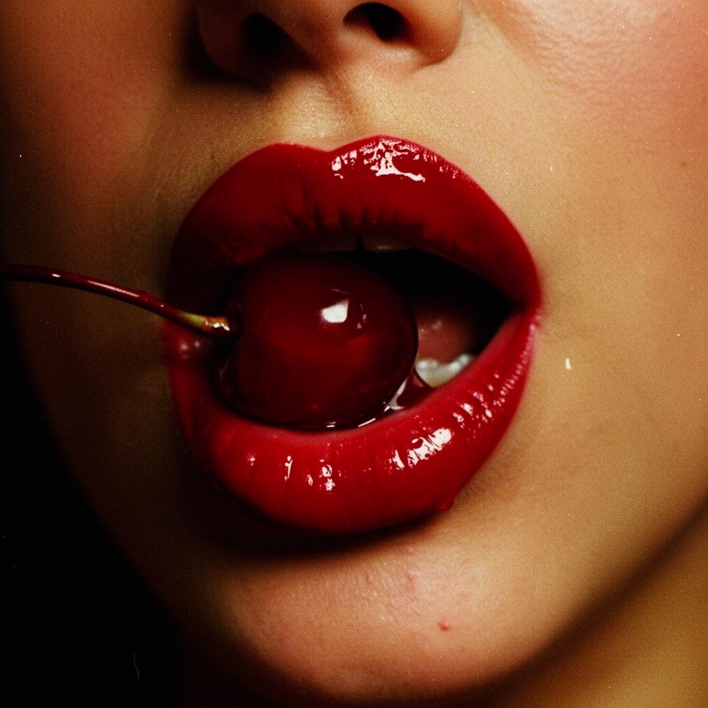 Glossy cherry lips